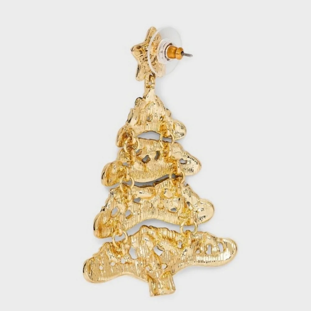 SUGARFIX by BaubleBar Pining For You Statement Earrings Pine Christmas Tree NWT